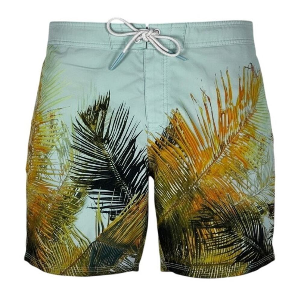 American Eagle Swim Trunks Men’s XL Palm Print Blue Green Pockets Drawstring